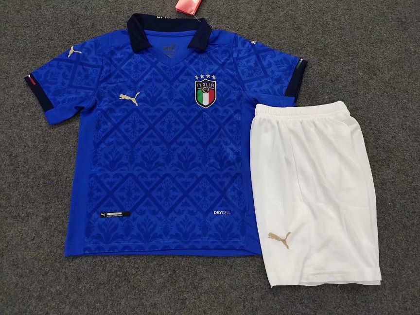 Kids-Italy 2020 European Home Soccer Jersey